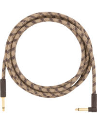 Fender Festival Hemp Instrument Cable, Straight-Angle, 10', Brown Stripe