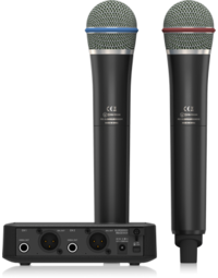 Behringer ULTRALINK ULM302MIC 2.4G Dual Wireless Handheld Cardioid Dynamic Vocal Mic System (Pair of Mics + Receiver)