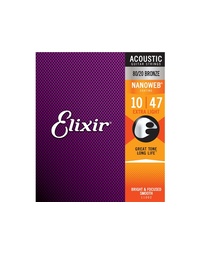 Elixir Acoustic Nanoweb 80/20 Extra Light 10-47 - 11002