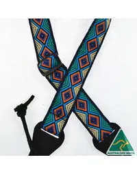 Colonial Leather Jacquard Ukulele Strap Aqua Orange Diamonds