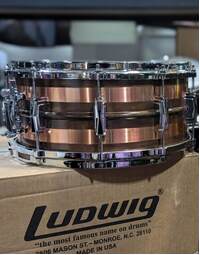 Ludwig LC663S Striped Copper Phonic 14 x 6.5" Snare Drum - Striped Shell, Imperial Lugs