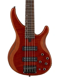 Yamaha TRBX605FM CMB Flamed Maple Top 5-String Electric Bass Guitar Caramel Brown