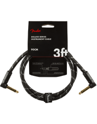 Fender Deluxe Instrument Cable Angle/Angle 3' Black Tweed