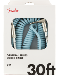 Fender Original Coil Cable, Straight-Angle, 30', Daphne Blue