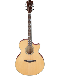 Ibanez AE170N TR AE Series Solid Top Orchestra Acoustic Guitar w/ Pickup Natural / Transparent Red High Gloss