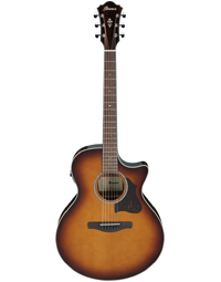 Ibanez AE160 VMS AE Series Solid Top Orchestra Acoustic Guitar w/ Pickup Vintage Mahogany Sunburst High Gloss