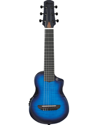 Ibanez AUP10FMNE TBO AU Series Piccolo Guitar / 6-String Tenor Ukulele w/ Pickup & Chambered Body Transparent Blue Sunburst Open Pore