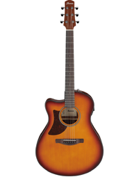 Ibanez AAM50LCE OLB Advanced Acoustic Solid Top Left-Handed Auditorium Acoustic Guitar w/ Pickup Light Brown Sunburst / Natural Open Pore