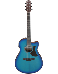 Ibanez AAM50CE SBO Advanced Acoustic Solid Top Auditorium Acoustic Guitar w/ Pickup Sapphire Blue Burst / Natural Open Pore