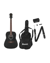 Ibanez V54NJP WK V Series Jampack Dreadnought Acoustic Guitar Starter Pack Weathered Black Open Pore