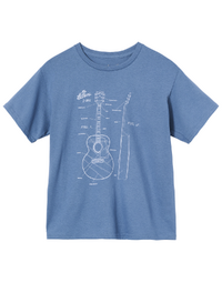 Gibson Kid's Acoustic Schematic Tee Indigo Small - GA-Kid's-TEE-ASC-SM