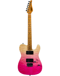 JET Guitars JT-450 Quilted Maple Top Electric Guitar HH Roasted MN Transparent Pink