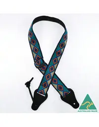 Colonial Leather Jacquard Ukulele Strap Aqua Orange Diamonds