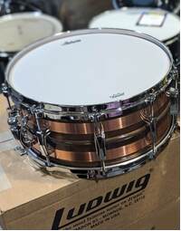 Ludwig LC663S Striped Copper Phonic 14 x 6.5" Snare Drum - Striped Shell, Imperial Lugs