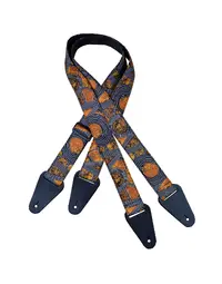 Colonial Leather Aboriginal Art Guitar Strap Bush Plum Gold