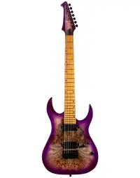 Spira Guitars S-457 TPP 7-String Spalted Poplar Top Electric Guitar MN Transparent Purple