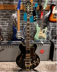 Used Epiphone 2009 Sheraton II Ebony Upgraded with Gibson Pickups - 490 Neck & Bridge (Includes Hard Case)