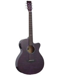 Tanglewood TA4-CEPU Azure Quilted Ash SuperFolk Acoustic w/ Pickup Foxglove Purple Gloss