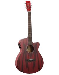 Tanglewood TA4-CERD Azure Pacific Walnut SuperFolk Acoustic w/ Pickup Shimmer Red Gloss