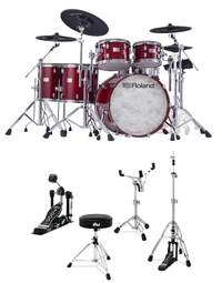 Roland VAD-716GCSDW V-Drums Acoustic Design Drum Kit Gloss Cherry w/ DW 3000 Series Hardware